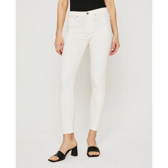 NWT AG Jeans Farrah Ankle Seamless Mid Rise Skinny Ankle Jeans in Ivory Dust 25 - Picture 2 of 16